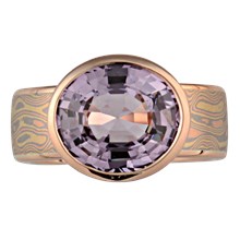 Mokume Bezel Radiant Solitaire Engagement Ring - top view